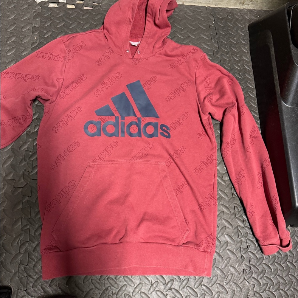 Adidas Men's Red Hoodie Sweatshirt